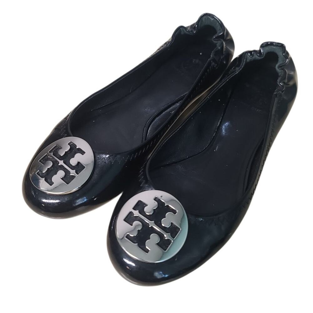 Tory Burch Patent Black Reva Flats Size 7.5
